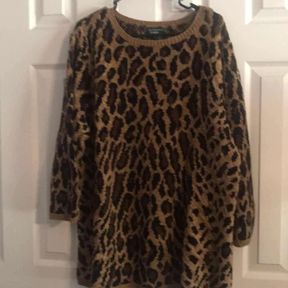 3/4 sleeve ladies leopard print sweater